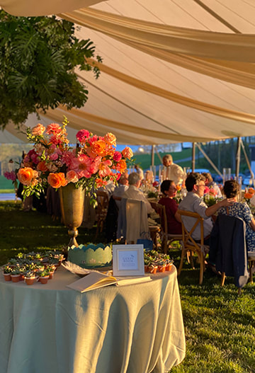 Tablescape, florals, seating, tent