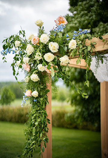 wedding ceremony, floral arrangement, outdoor wedding ceremony