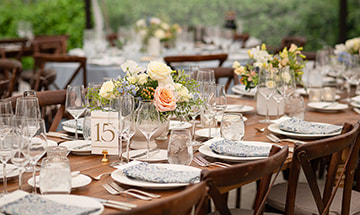 Tablescape, florals, seating, glassware
