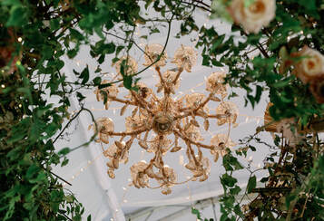 Centerpiece, lighting, chandelier, florals, wedding