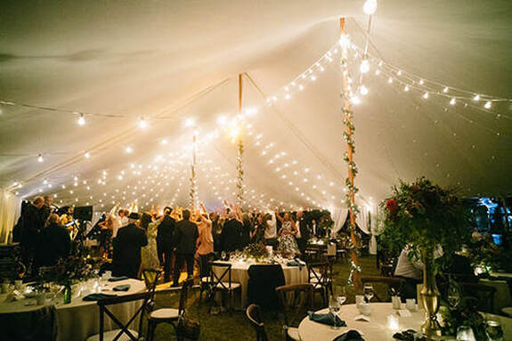 Wedding tent, lighting, reception, seating, tablescape