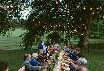 Tablescape, lighting, florals, wedding reception