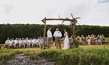 Wedding ceremony, outdoor wedding, bride and groom, seating