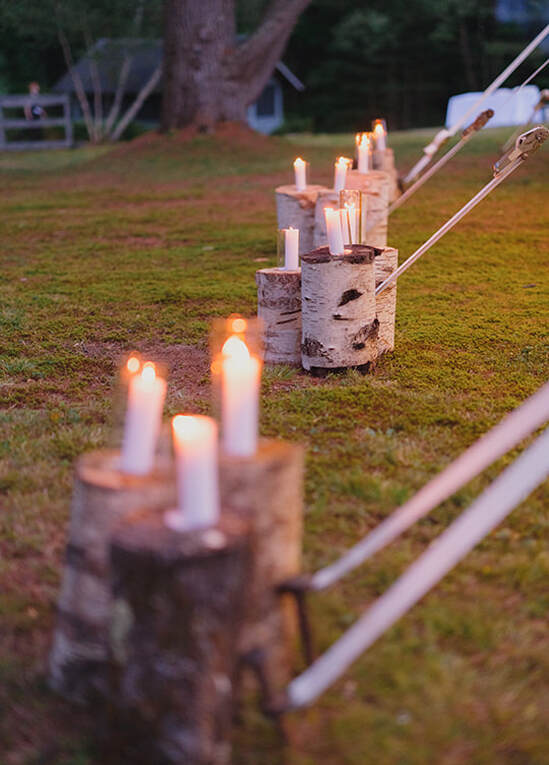 wedding, outdoor venue, candles, details