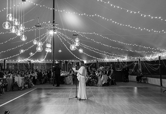 guests, tent, speech, wedding reception