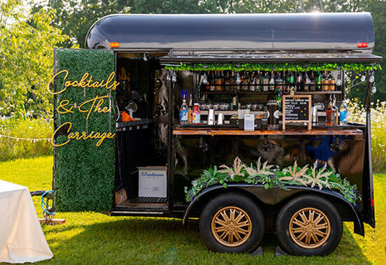 Catering, bar truck, signage, wedding reception, drinks