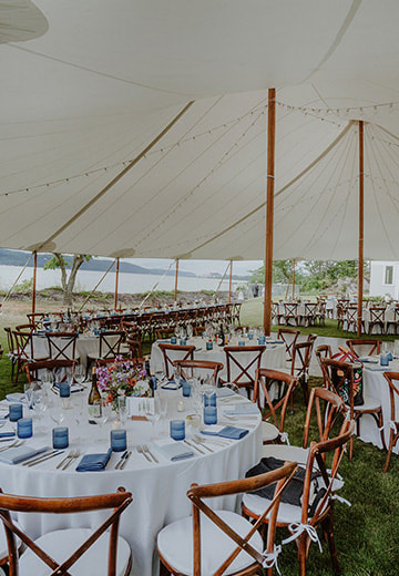 Wedding reception, tent, tablescape, florals, seating