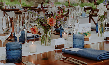 Tablescape, glassware, florals, wedding
