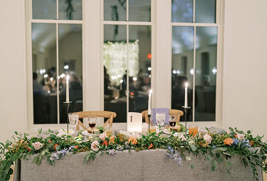 Tablescape, florals, wedding reception, candle lighting
