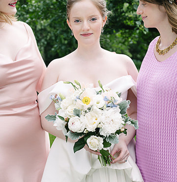 bridal bouquet, bride, portrait, outdoor wedding ceremony