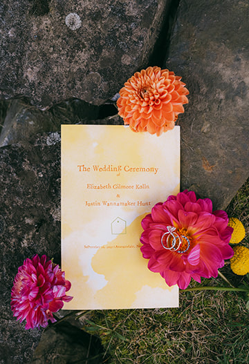 wedding invitation, floral arrangement, rings