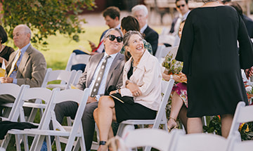 wedding ceremony, outdoor wedding, guests, seating