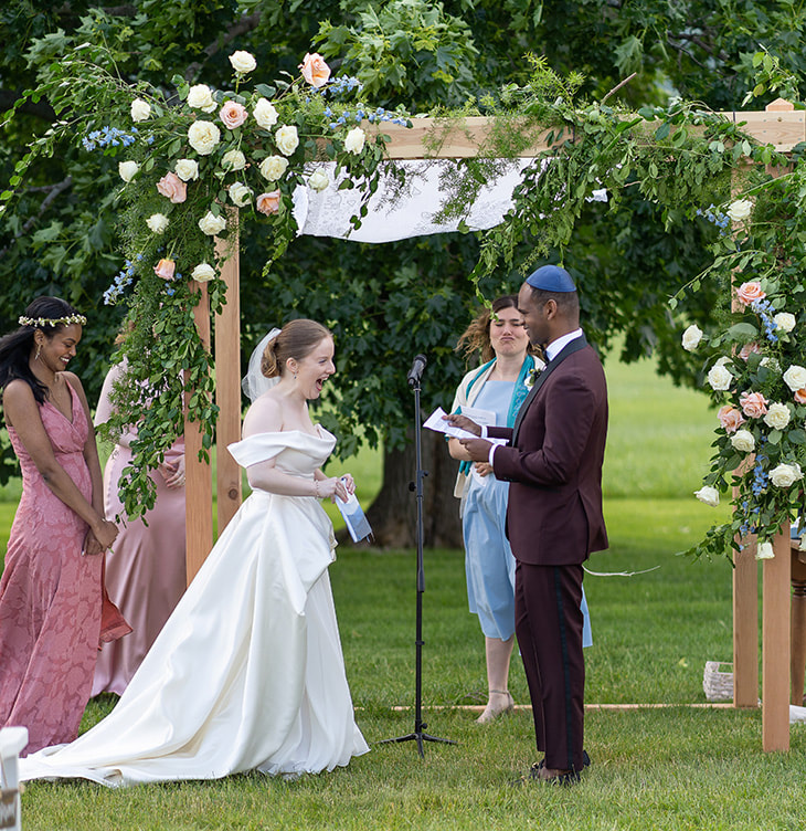 outdoor wedding ceremony, couples portrait, bride and groom, vows