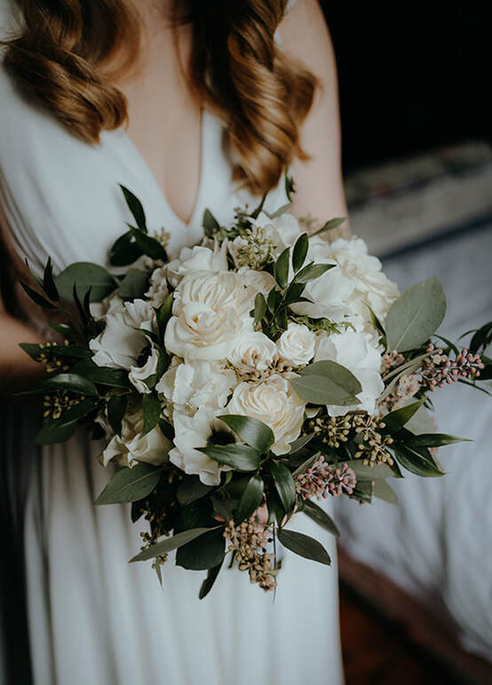 Bridal Bouquet, florals, wedding dress 