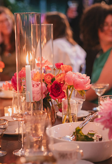 Wedding reception, candle lighting, tablescape, florals