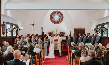 Wedding ceremony, bride and groom, portrait, church