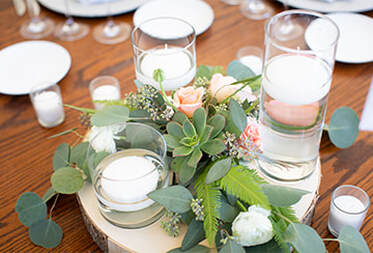 Succulent, tablescape, centerpiece, candle lighting, wedding reception