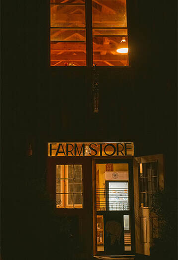 Farm store at night