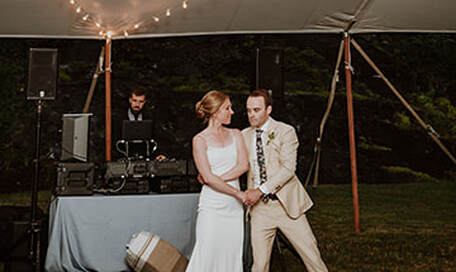 Wedding reception, bride and groom, dance, tent