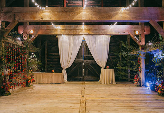 wedding reception, barn, lighting