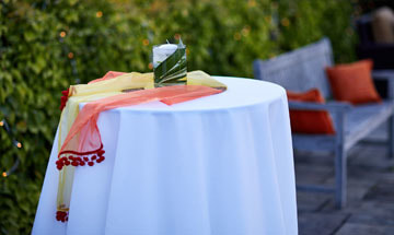 Cocktail table poolside setting 