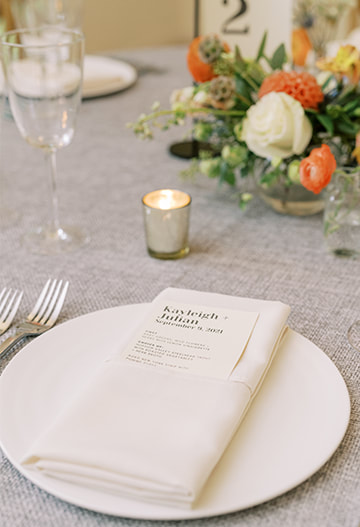 Place setting with menu